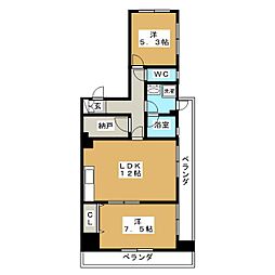 アルカサール 2SLDKの間取図画像