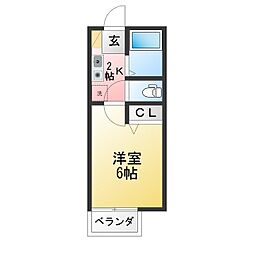エクセルエイト 1Kの間取図画像