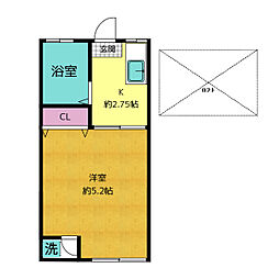 鷺宮ギミック 2階1Kの間取り