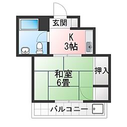 第八通南ビル 1Kの間取図画像