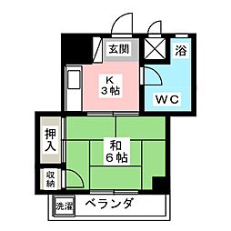 第八通南ビル 3階1Kの間取り