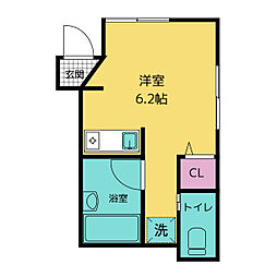 メゾンKREA 1階ワンルームの間取り