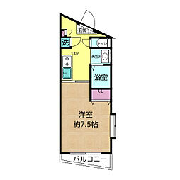 モンテローザ 2階1Kの間取り