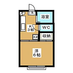 マ・メゾンK 1Kの間取図画像