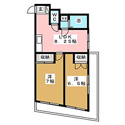 パラスト高円寺 2LDKの間取図画像