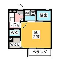 アンフラーゼ 1Kの間取図画像