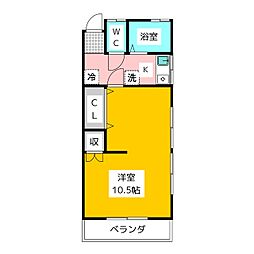 ハイムダイジン 2階1Kの間取り