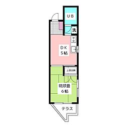 ウィロデール 1階1DKの間取り