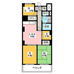 武蔵野スカイハイツ 10階3SLDKの間取り