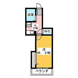 ドラセナ富士見 1階1Kの間取り