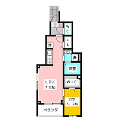 ピースフルIII 1階1LDKの間取り
