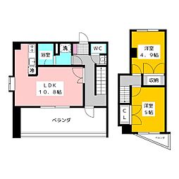シャトー・ド・デューカル 7階2LDKの間取り