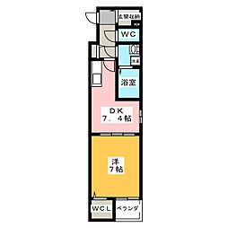 Ｋ．ＯレーベンII 4階1DKの間取り