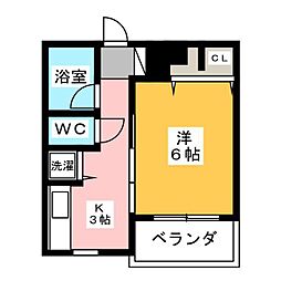 フロレゾン 1階1Kの間取り