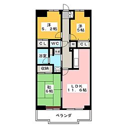 ツイン・アベニュー 5階3LDKの間取り