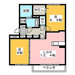 ル・ソレイユ 3階2LDKの間取り