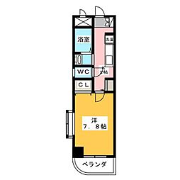 レジェンドアビタシオン 3階1Kの間取り