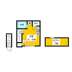 バーミープレイス鷺ノ宮 2階ワンルームの間取り