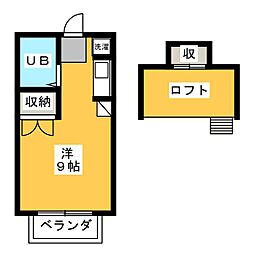 パーク・フラット ワンルームの間取図画像