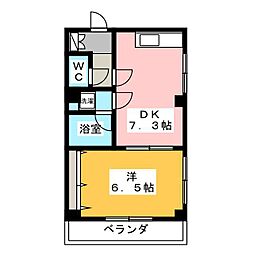 イレール並木 1DKの間取図画像