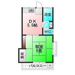 みずき荘 1DKの間取図画像