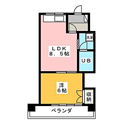 富士ビップス 1LDKの間取図画像