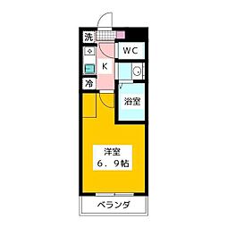 伏見マンション 1Kの間取図画像