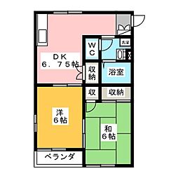 メゾン武蔵関 2DKの間取図画像
