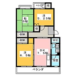 コーポ東伏見台B棟 3DKの間取図画像