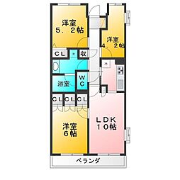 クレールメゾン 3LDKの間取図画像