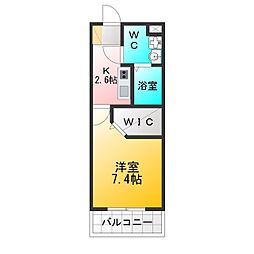 カルフール上宿 1Kの間取図画像