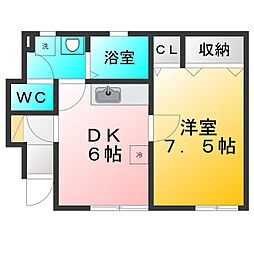 シャインウッド 1DKの間取図画像