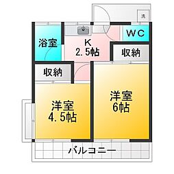 本橋アパート 2Kの間取図画像