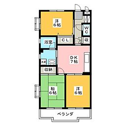 サンライズ上石神井 3DKの間取図画像
