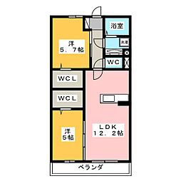 プレミーナコート 2LDKの間取図画像