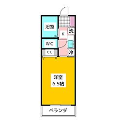 パルミエ・21 1Kの間取図画像