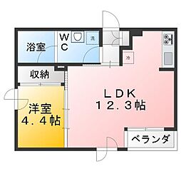 CavedeCarre 1LDKの間取図画像