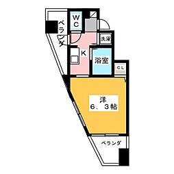 トーシンフェニックス武蔵関 1Kの間取図画像