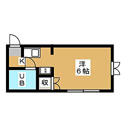 さくらF-1コーポ ワンルームの間取図画像