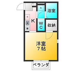 ボスキュート 1Kの間取図画像