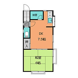 コーポ佐藤 2階1DKの間取り