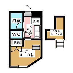 ストロベリーハイム 1Kの間取図画像
