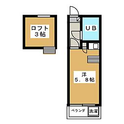 サンローズ三鷹台B ワンルームの間取図画像