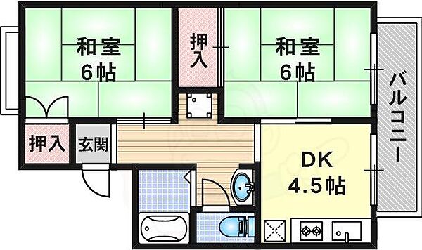 京都府京都市西京区大枝沓掛町(賃貸アパート2DK・1階・40.15㎡)の写真 その2