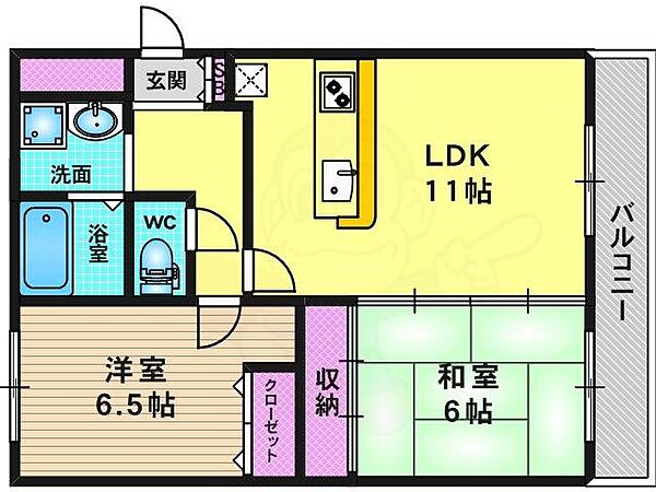 京都府京都市南区久世中久世町１丁目(賃貸マンション2LDK・2階・56.70㎡)の写真 その2