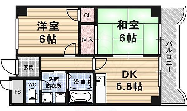 サンロード朱雀 ｜京都府京都市中京区西ノ京小堀池町(賃貸マンション2DK・3階・45.36㎡)の写真 その2