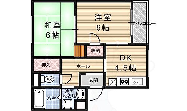 モンターニュ嵯峨 ｜京都府京都市右京区嵯峨中又町(賃貸マンション2DK・1階・45.00㎡)の写真 その2