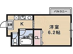 JR山陰本線 嵯峨嵐山駅 徒歩8分の賃貸アパート 1階1Kの間取り