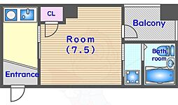 ステュディオフラット室町 4階1Kの間取り