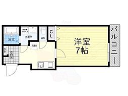ビエノス京都花園 2階1Kの間取り